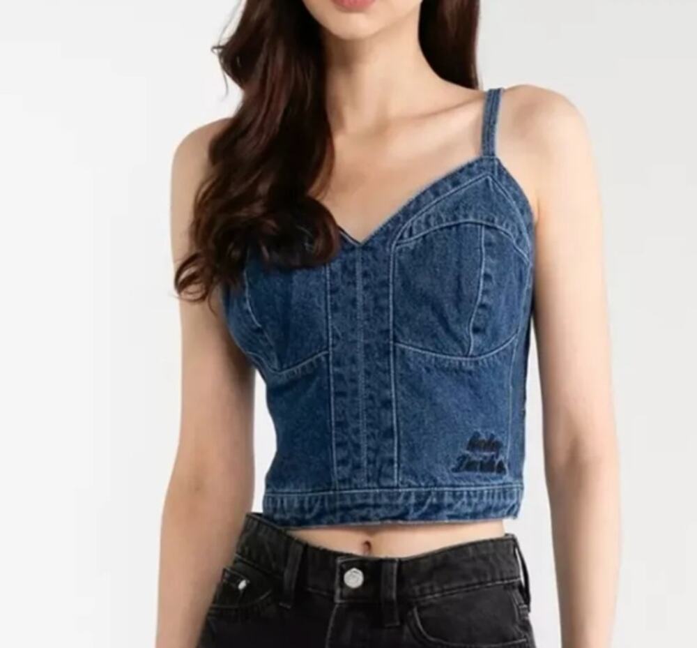 Harley-Davidson Denim Jean Cool Blue Bustier Tank Top Size S